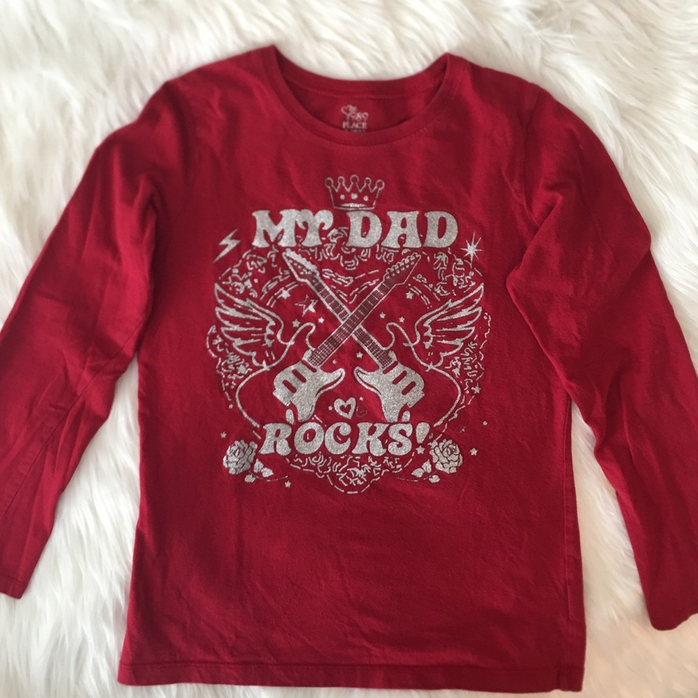 Girl's 🎸My Dad Rocks🎸Red T-Shirt, Size L (10-12)
